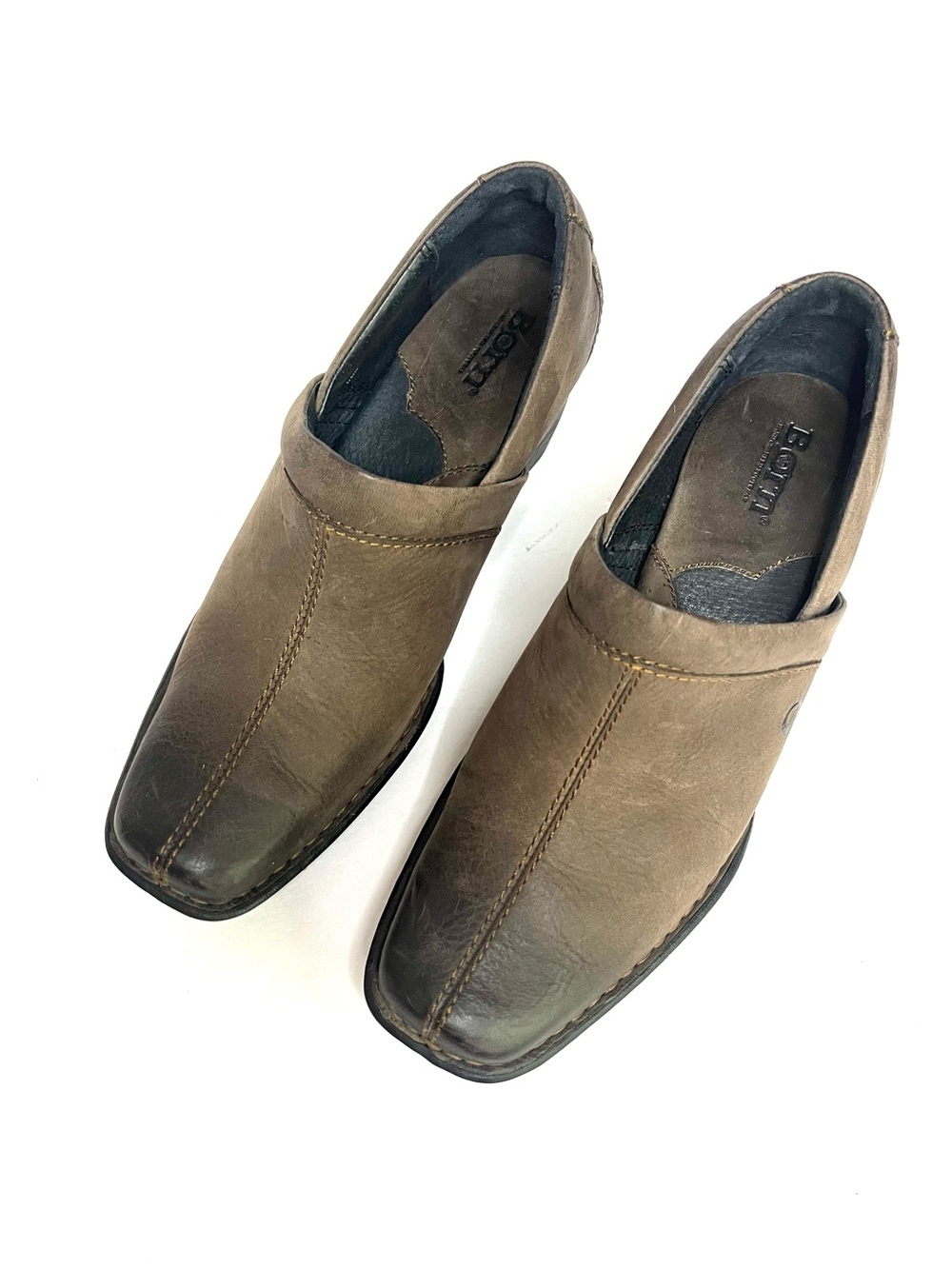 Born Kinney Brown Distressed Leather Slip-on Ankle Booties - Sz 7.5 - Picture 4 of 10